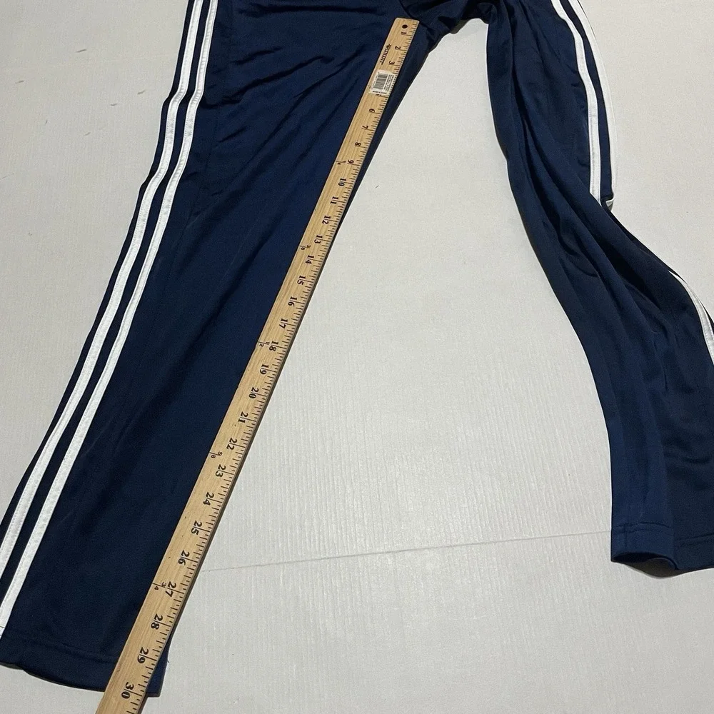 Adidas Mens Track‎ Pants Blue Satin Dazzle Drawstring Size Medium Straight